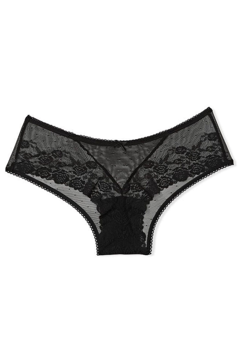 Victoria's Secret The Lacie Cipkovane Cheeky Knickers Čierne | UWDCF-3548