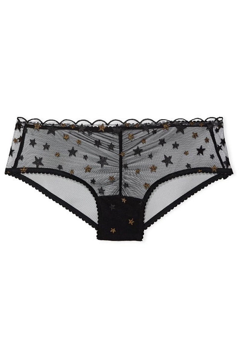 Victoria's Secret The Lacie Cipkovane Cheeky Knickers Čierne | NDUGY-1524