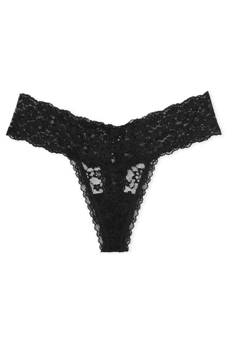 Victoria's Secret The Lacie Cipkovane Tanga Knickers Čierne | YQFIP-2918