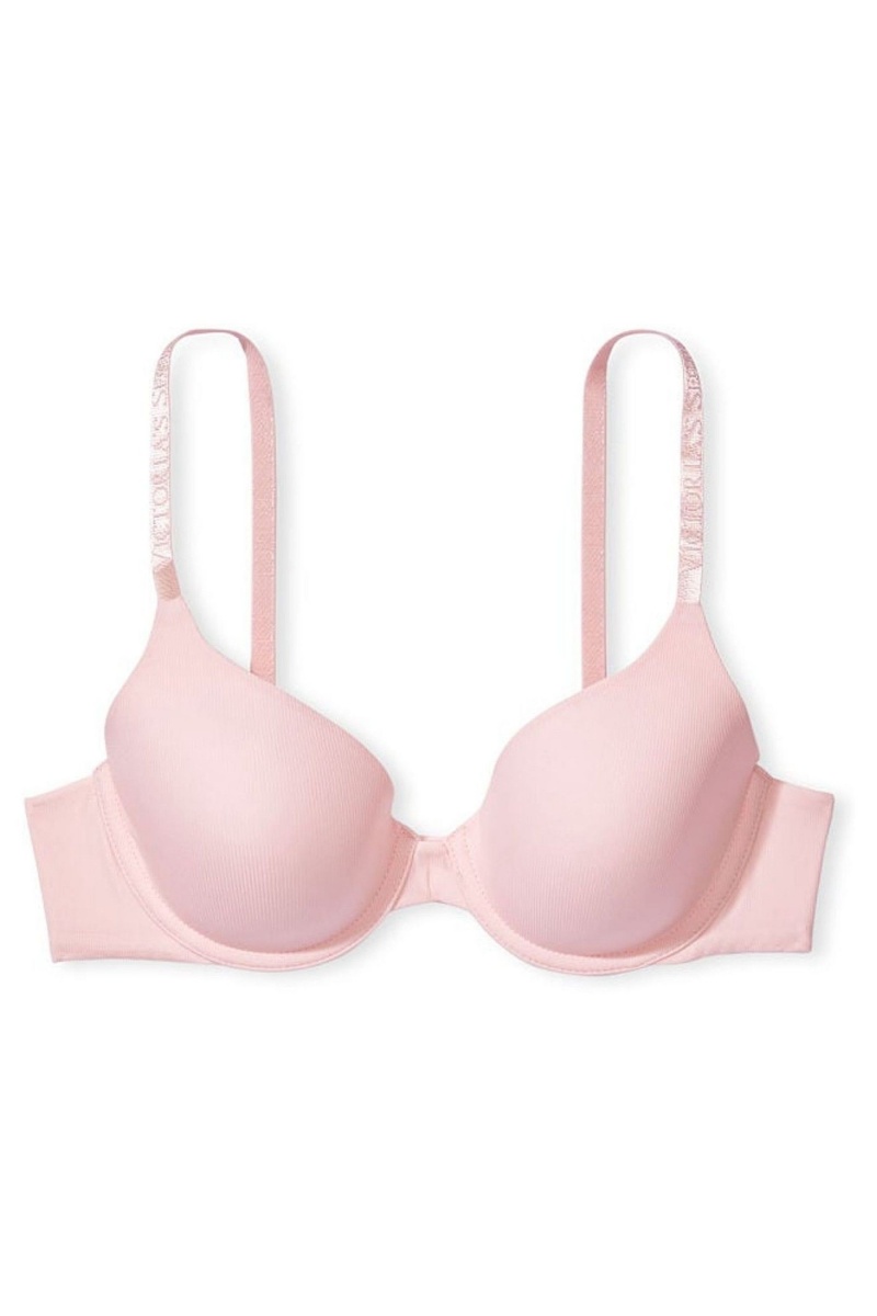 Victoria's Secret The T-Shirt Bombshell Front Zapinanie Push Up Bra Ruzove | ENXWC-5187