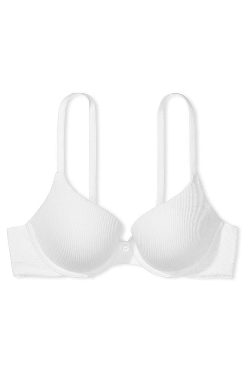 Victoria's Secret The T-Shirt Cipkovane Trim Full Cup Push Up T-Shirt Bra Biele | CFJYP-0354