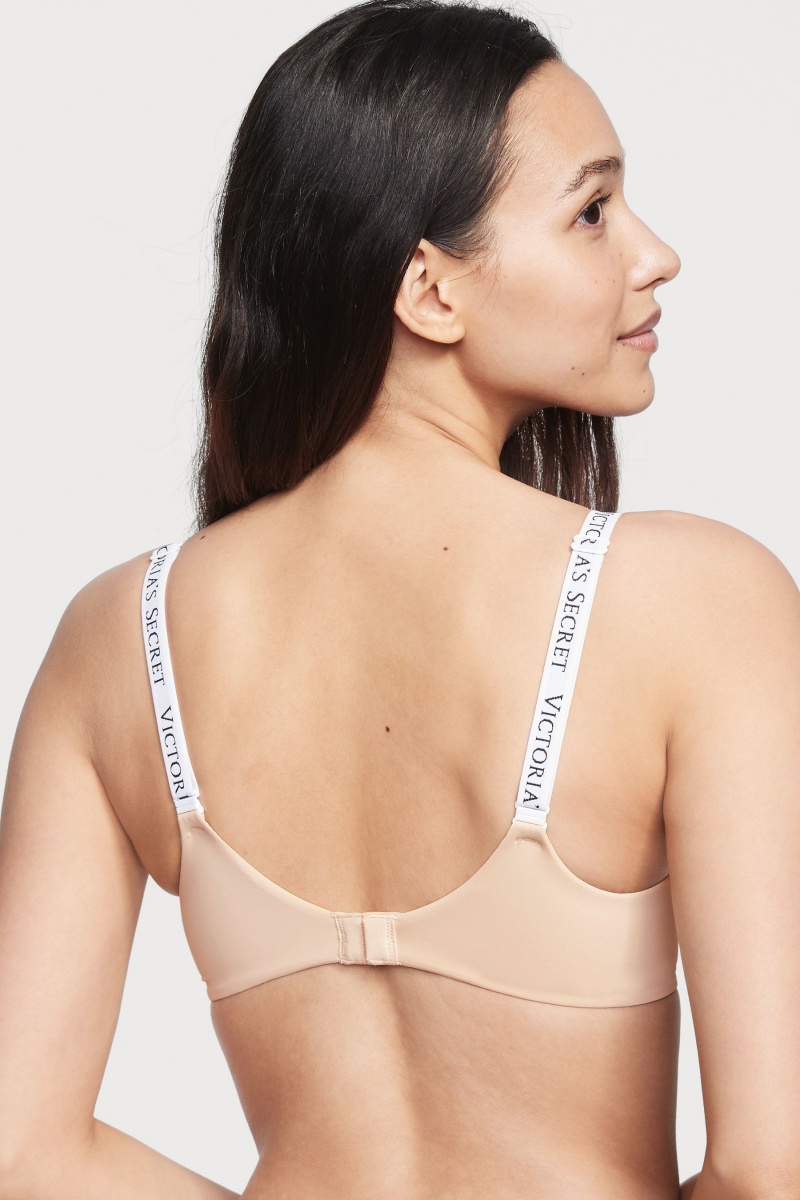 Victoria's Secret The T-Shirt Full Coverage Push Up Logo Bra Champagne Nude | RUVZF-4359