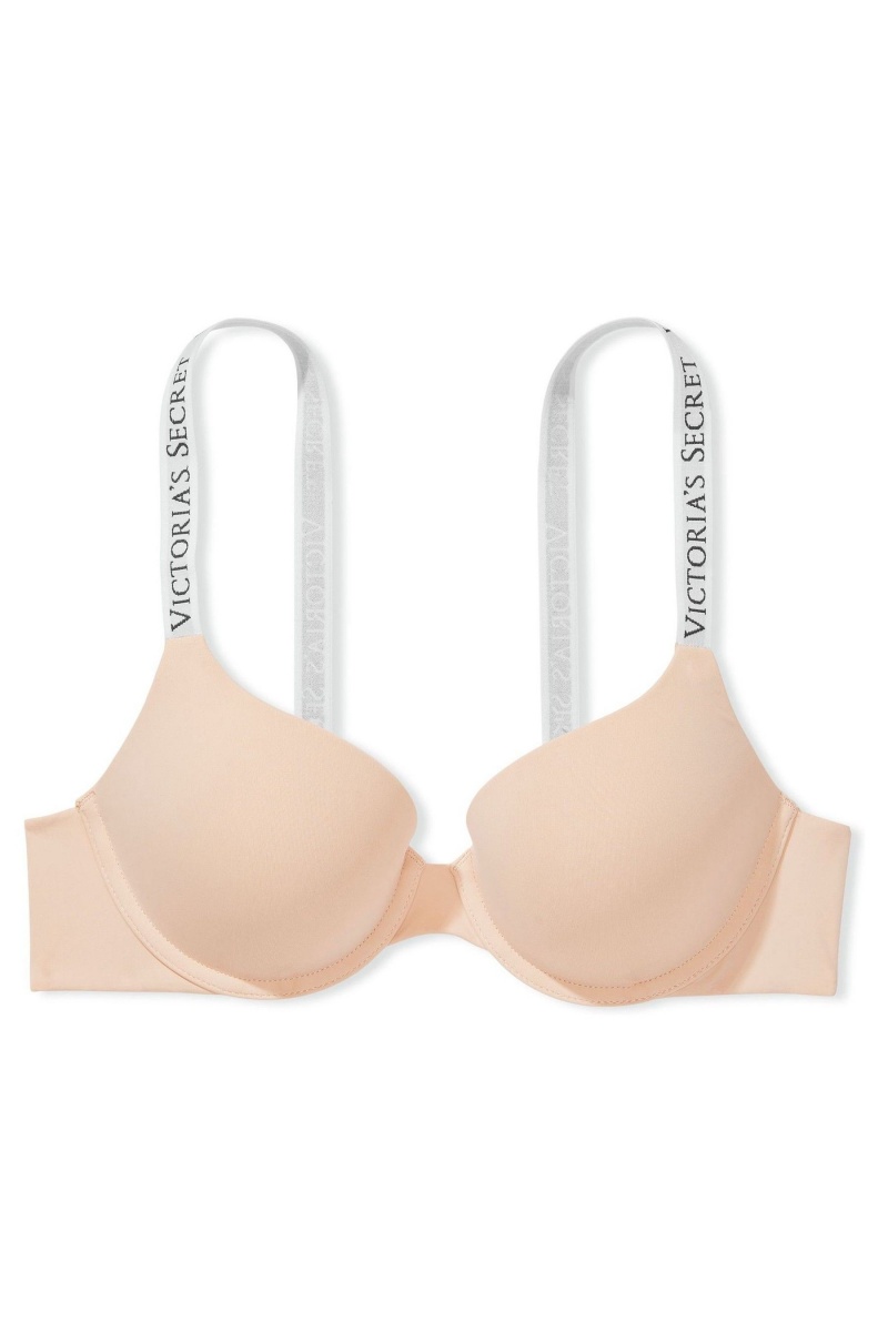 Victoria's Secret The T-Shirt Full Coverage Push Up Logo Bra Champagne Nude | RUVZF-4359