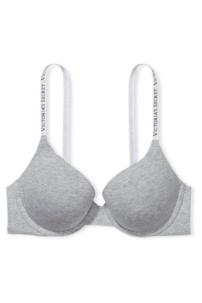 Victoria's Secret The T-Shirt Full Coverage Push Up Logo Bra Siva | OIKYR-9420