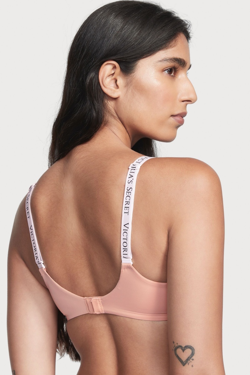 Victoria's Secret The T-Shirt Full Coverage Push Up Logo Bra Ruzove Ruzove | CQYAJ-0128