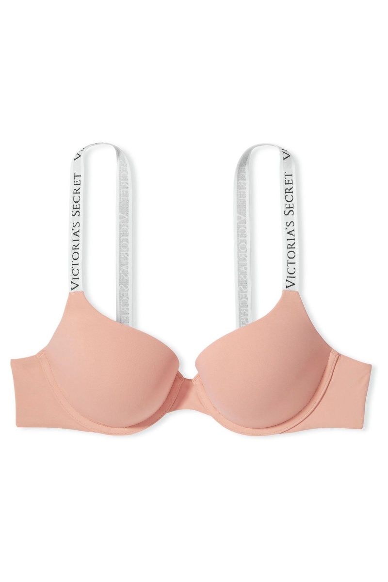 Victoria's Secret The T-Shirt Full Coverage Push Up Logo Bra Ruzove Ruzove | CQYAJ-0128