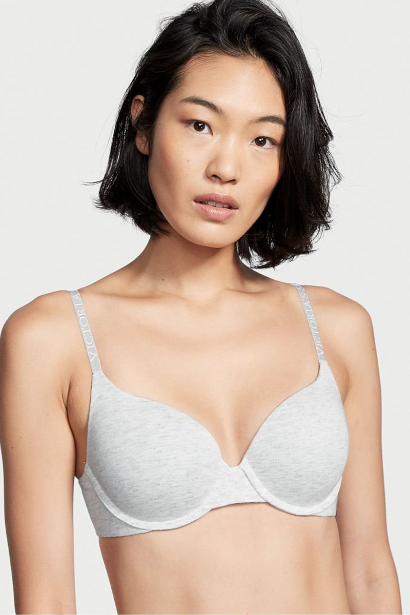 Victoria\'s Secret The T-Shirt Lightly Podsite Logo Remienkove Full Cup Bra Siva | IWHNU-3410