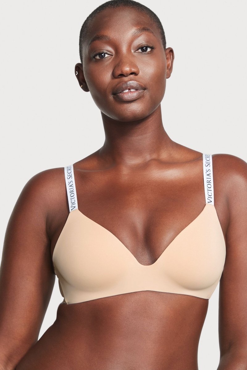 Victoria's Secret The T-Shirt Non Wired Logo T-Shirt Bra Modre | RSEVC-0931