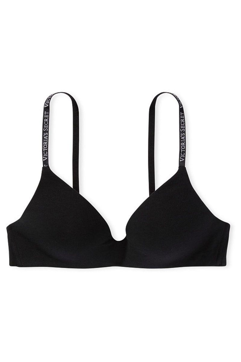 Victoria's Secret The T-Shirt Non Wired Logo T-Shirt Bra Čierne | JYQBV-6849