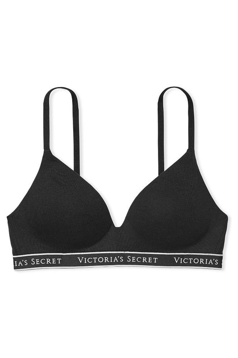 Victoria's Secret The T-Shirt Non Wired Logo T-Shirt Bra Čierne | ZKPBX-1947