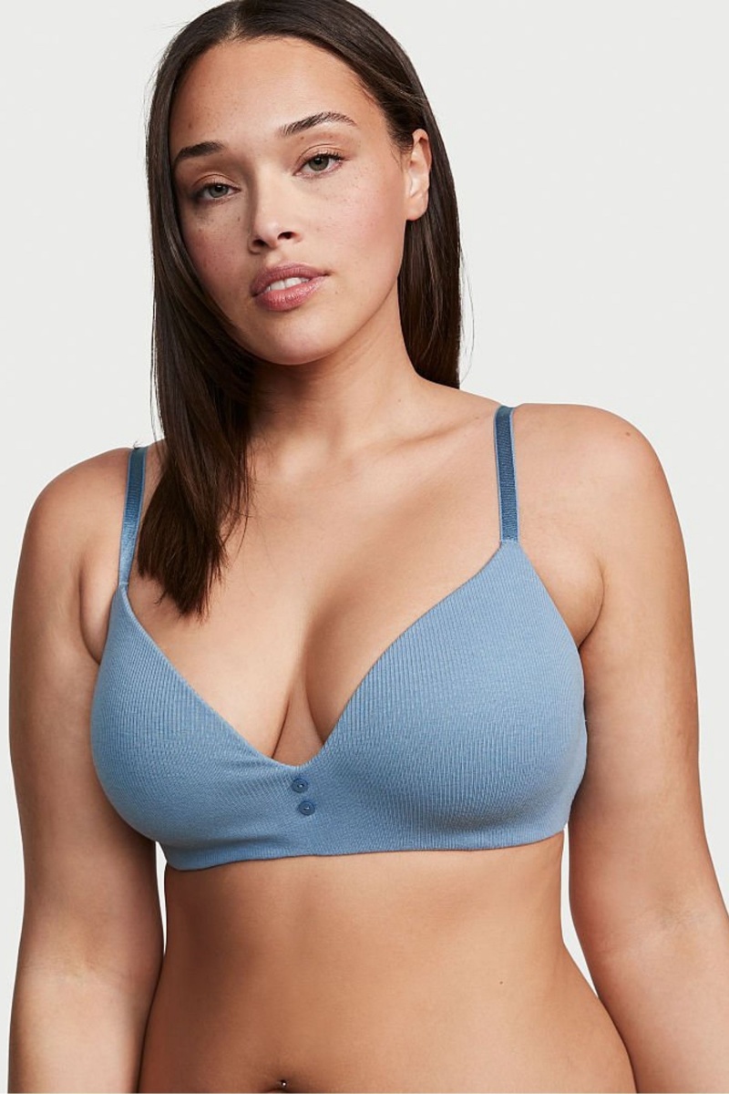 Victoria\'s Secret The T-Shirt Smooth Lightly Podsite Non Wired T-Shirt Bra Modre | ZEUYO-3047