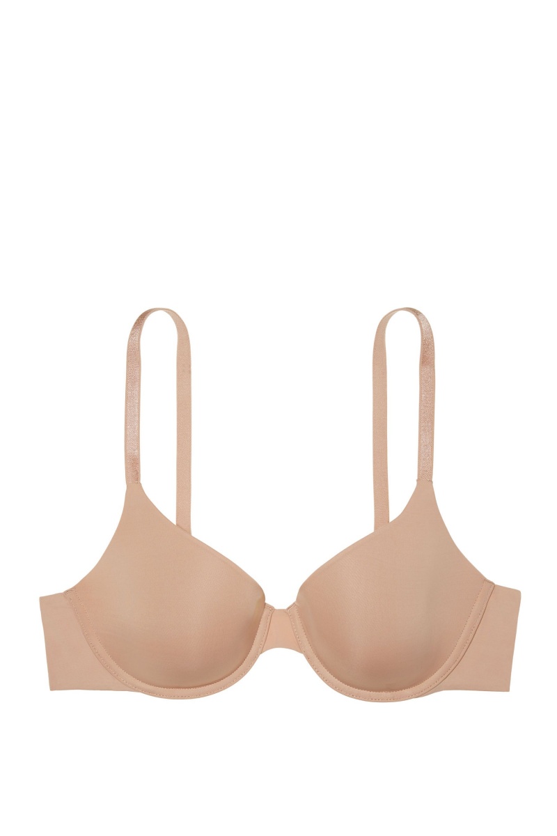 Victoria's Secret The T-Shirt Smooth Logo Remienkove Light Podsite T-Shirt Bra Sweet Praline Nude | WDKEG-3420