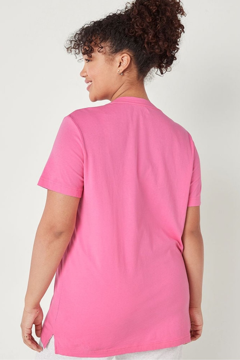 Victoria's Secret V Neck Kratke Sleeve T-Shirt Ruzove | HNPGZ-8591