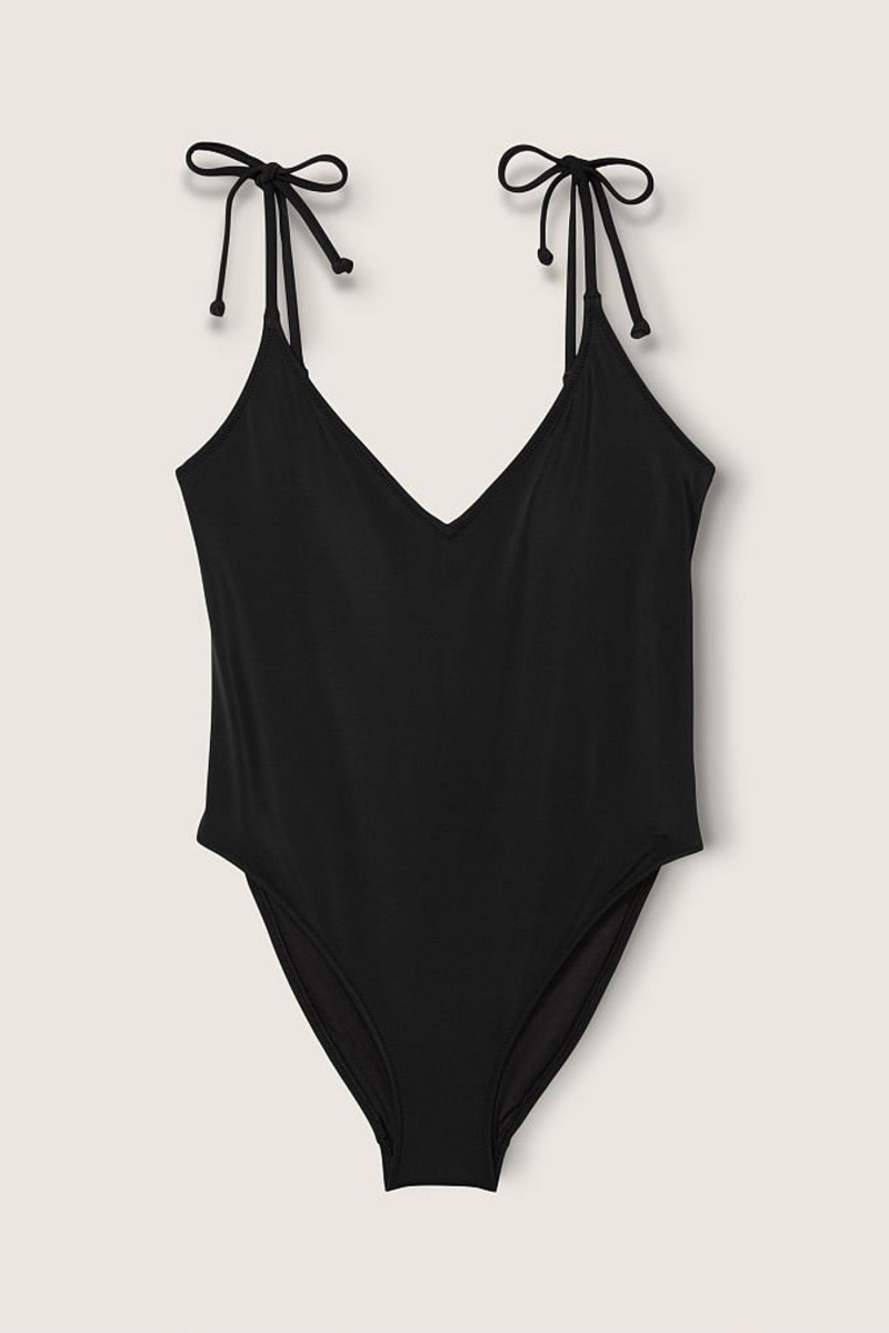 Victoria's Secret V Neck Open Back Swimsuit Čierne | ELYVK-4027