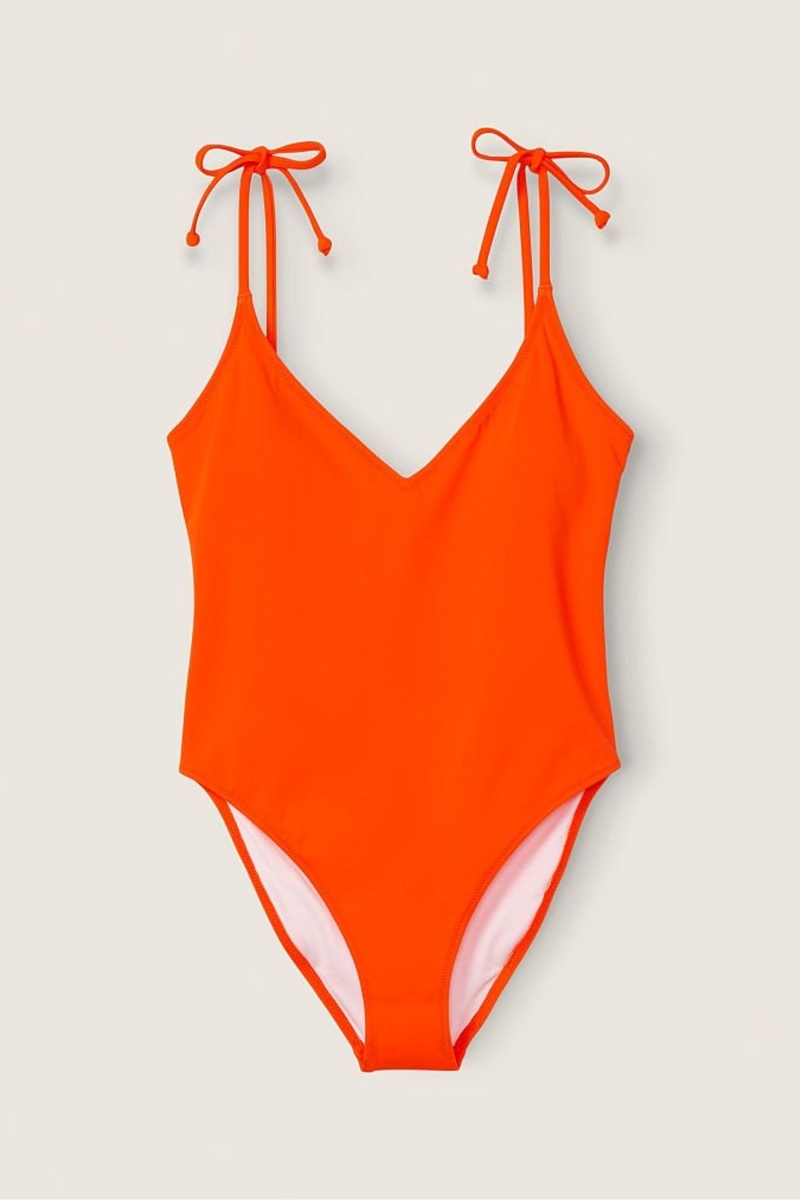 Victoria's Secret V Neck Open Back Swimsuit Bright Tomato | GRZVX-0562