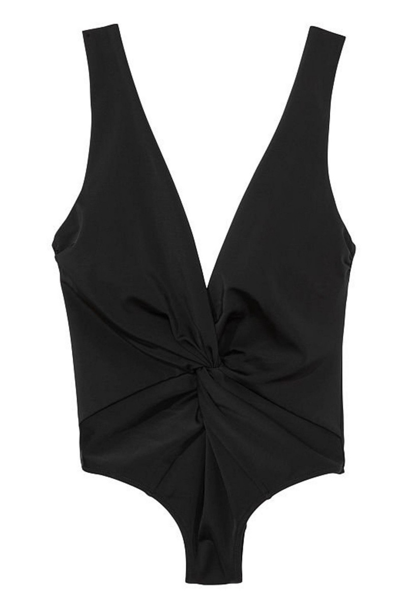 Victoria's Secret V Neck Plunge Open Back Swimsuit Čierne | OIFUK-9752