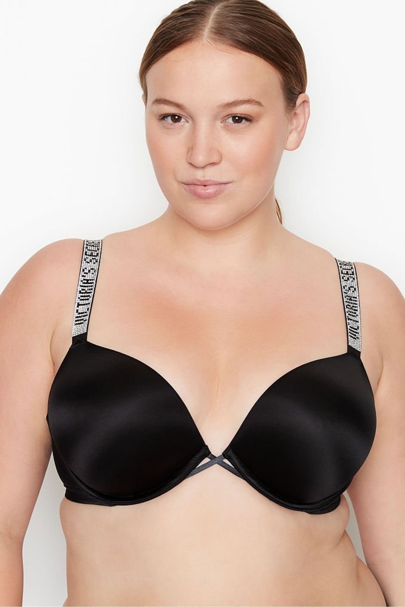 Victoria\'s Secret Very Sexy Add 2 Cups Shine Remienkove Smooth Push Up Bra Čierne | ZGTQX-5370