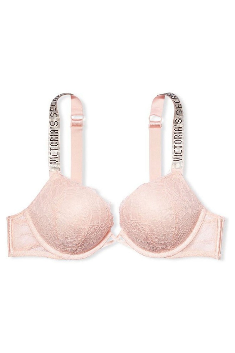 Victoria's Secret Very Sexy Bombshell Add 2 Cups Shine Remienkove Cipkovane Push Up Bra Ruzove | DXHWE-8475