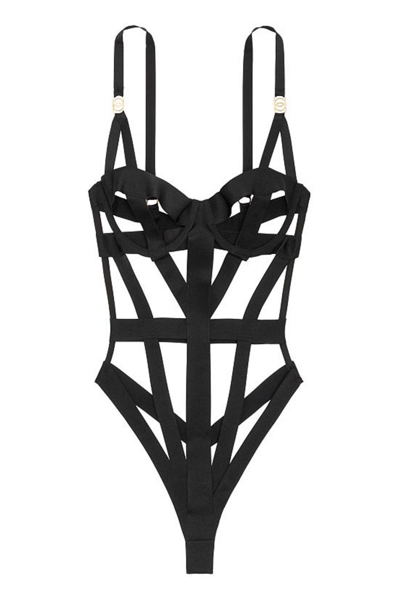 Victoria's Secret Very Sexy Bondage Bodysuit Čierne | EUOLX-2076