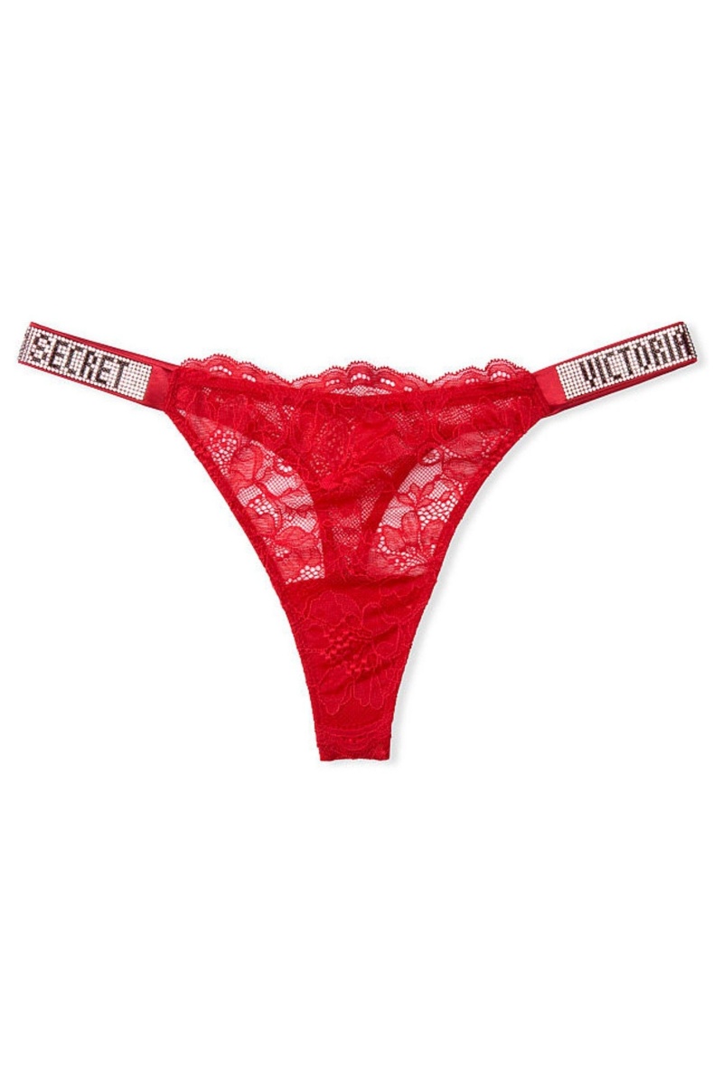 Victoria's Secret Very Sexy Cipkovane Shine Remienkove Tanga Knickers Červené | MDBTC-8573