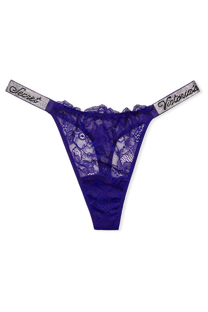 Victoria's Secret Very Sexy Cipkovane Shine Remienkove Tanga Knickers Čierne | MZPFS-2759