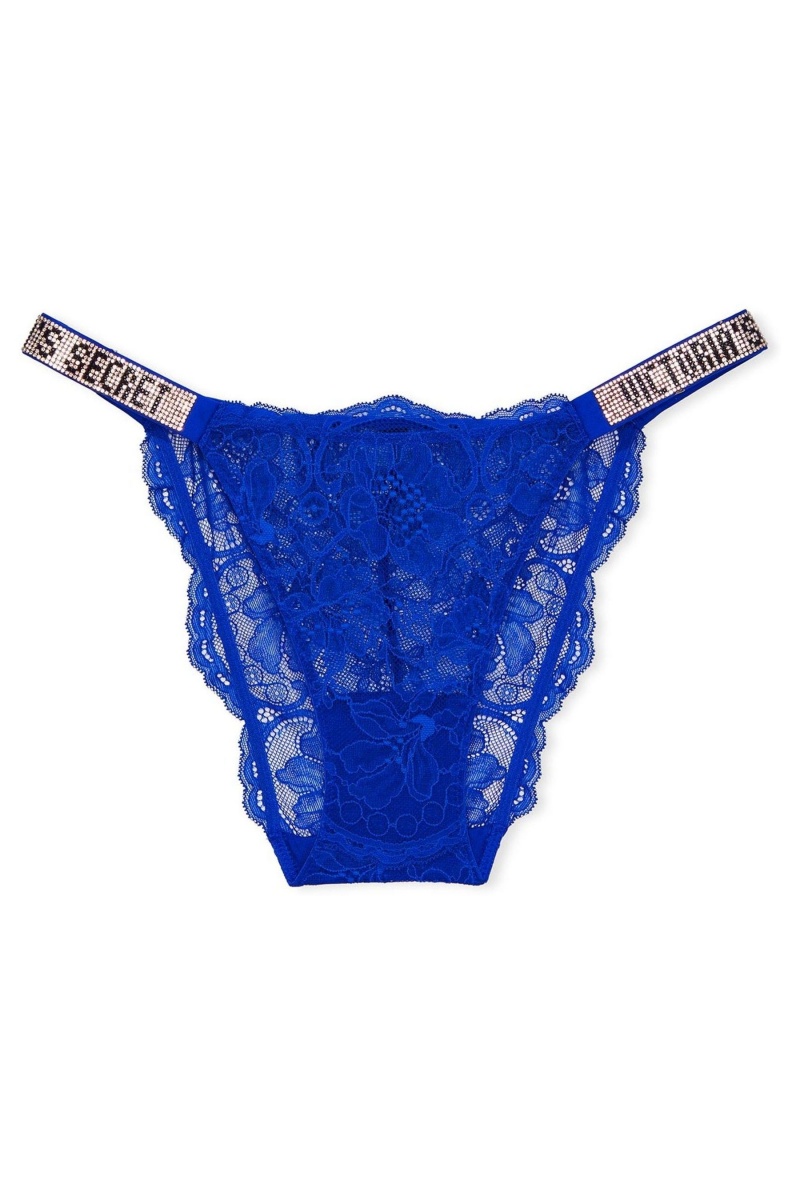 Victoria's Secret Very Sexy Cipkovane Shine Remienkove Tanga Knickers Čierne | SLNIM-1902