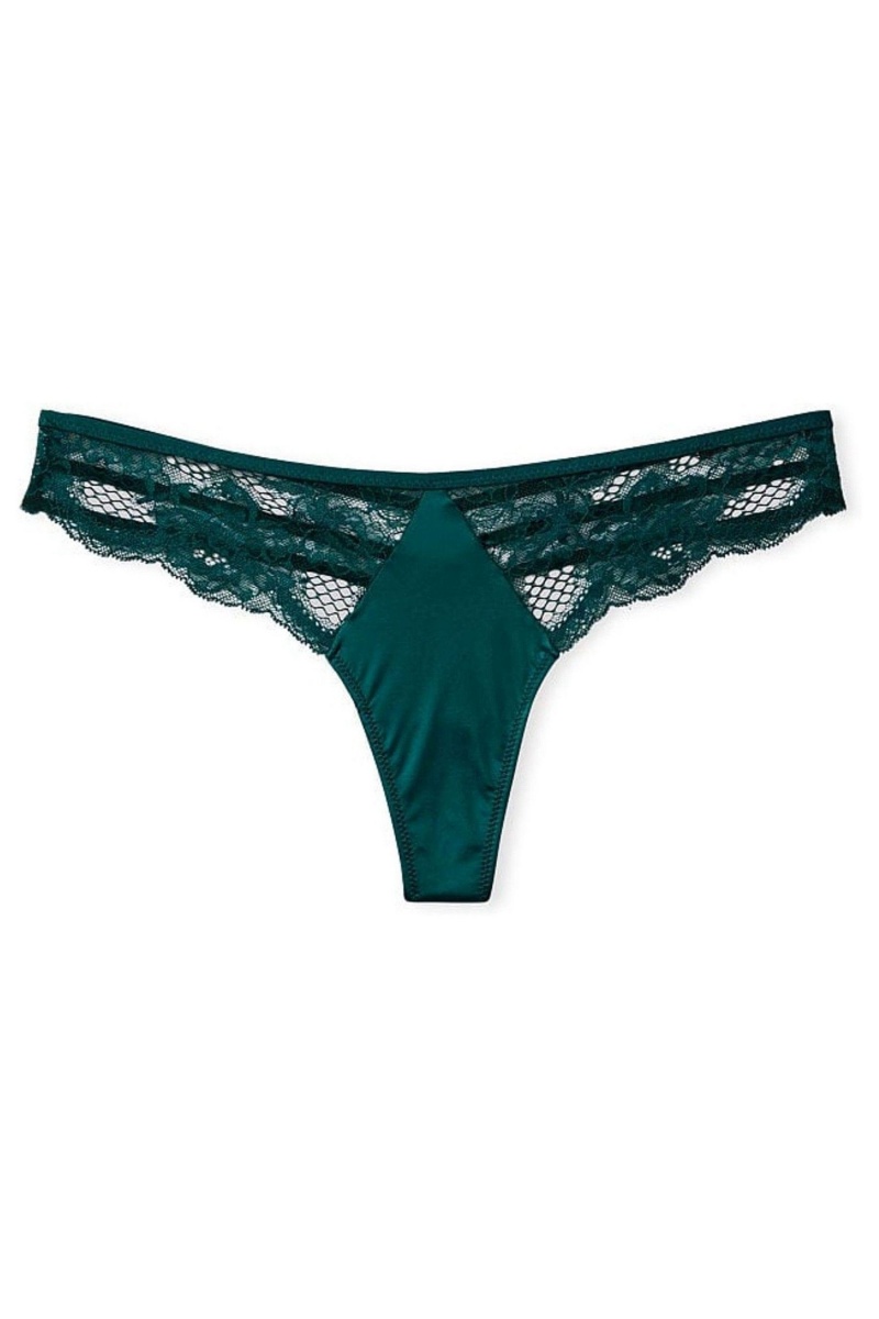 Victoria's Secret Very Sexy Cipkovane Tanga Knickers Čierne Zelene | ZDFHS-0287