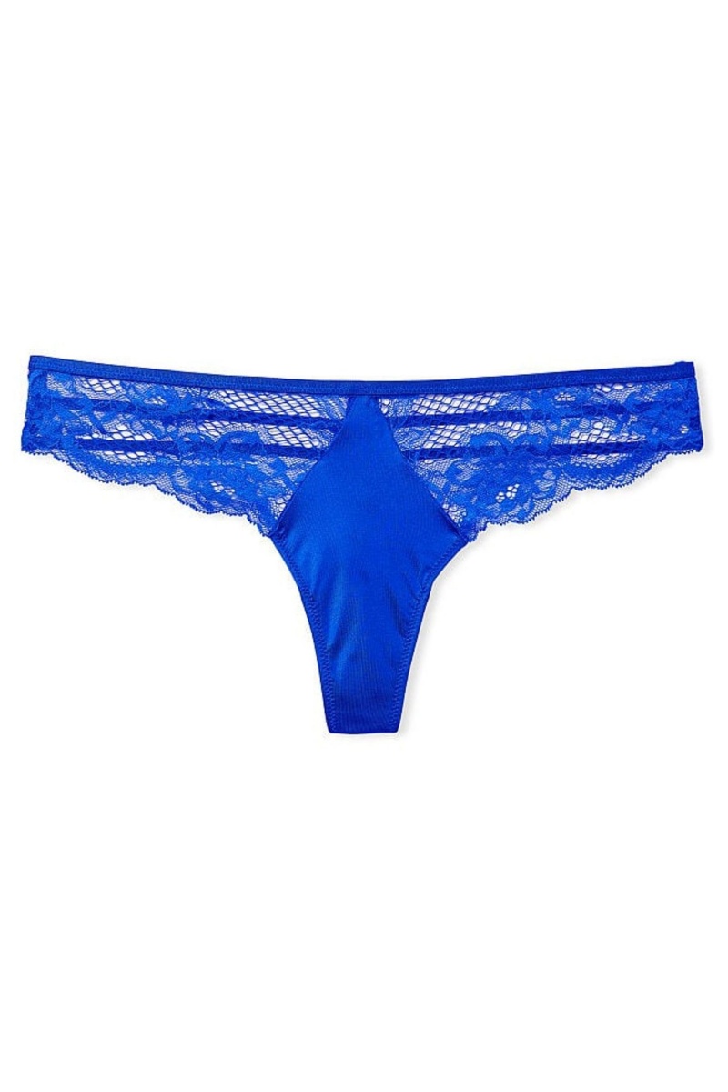 Victoria's Secret Very Sexy Cipkovane Tanga Knickers Modre | NMVOD-7820