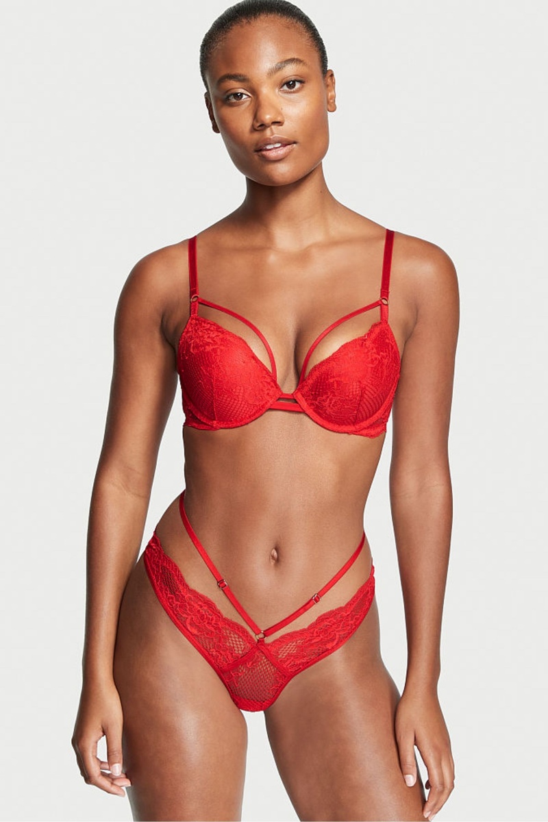 Victoria\'s Secret Very Sexy Cipkovane Tanga Knickers Červené | GVDEW-3016