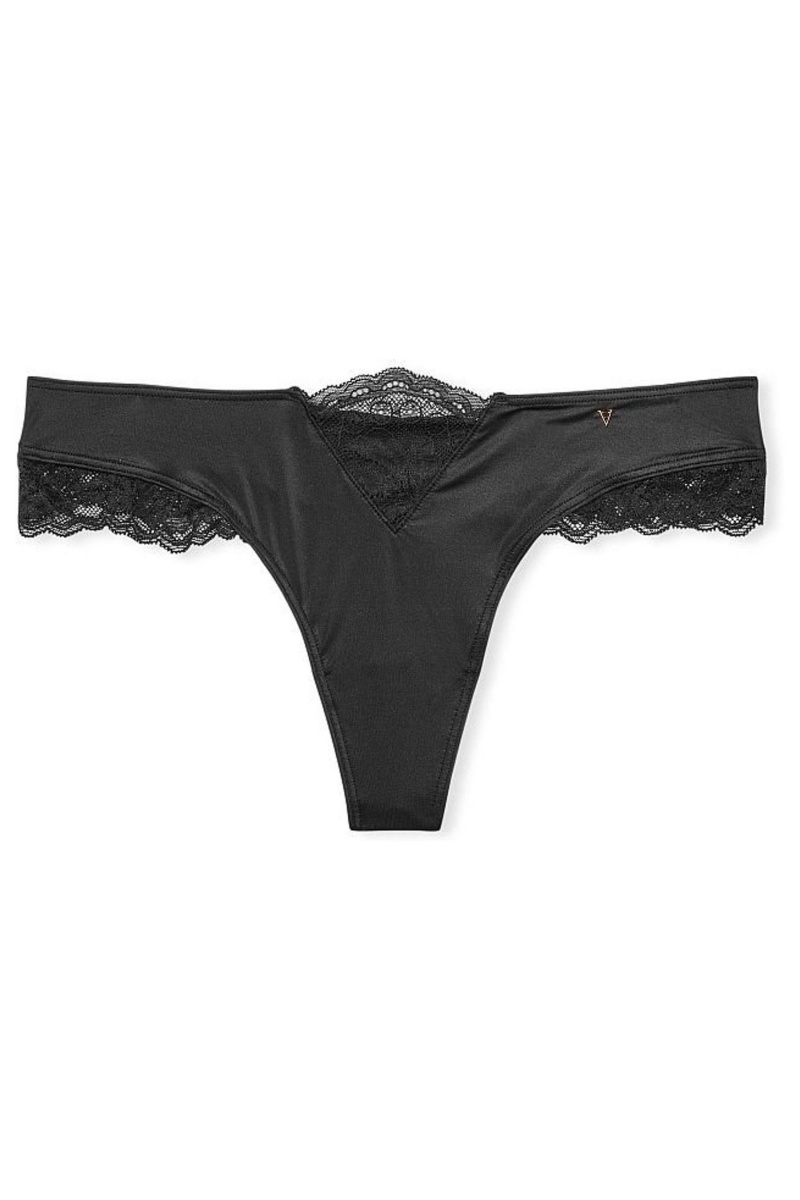 Victoria's Secret Very Sexy Cipkovane Tanga Knickers Čierne | BZOJH-1027