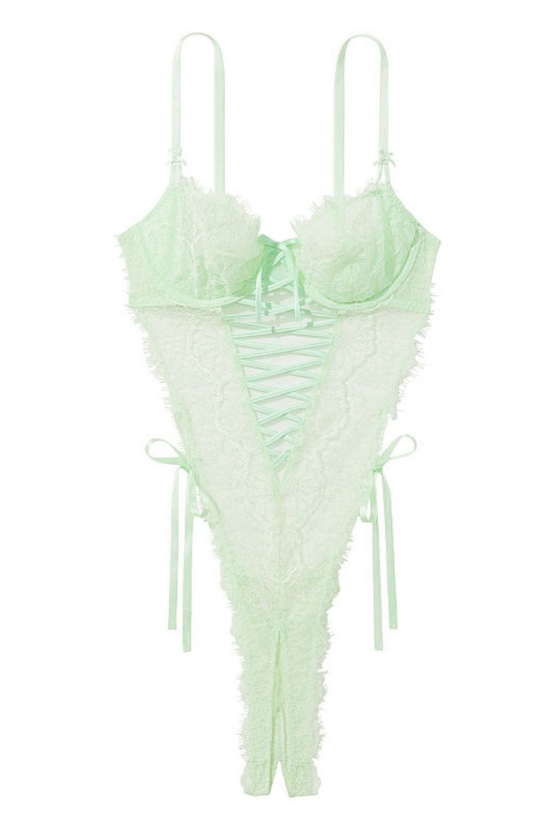 Victoria's Secret Very Sexy Crotchless Wicked Teddy Bodysuit Honeydew | XRSIB-8194