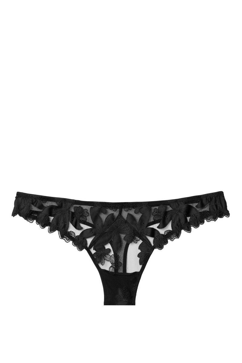 Victoria's Secret Very Sexy Embroidered Tanga Knickers Čierne | IEUDY-4769