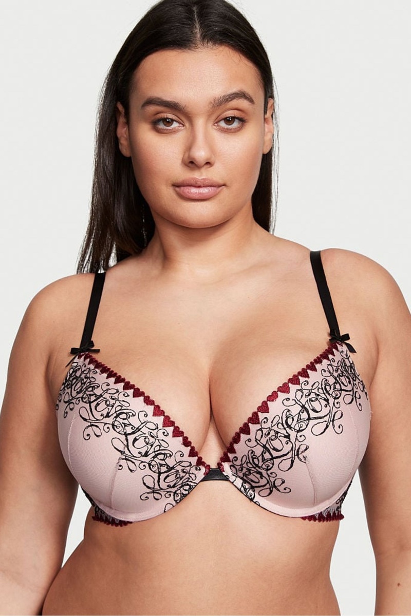 Victoria\'s Secret Very Sexy Embroidery Push Up Bra Ruzove | POHYD-2085