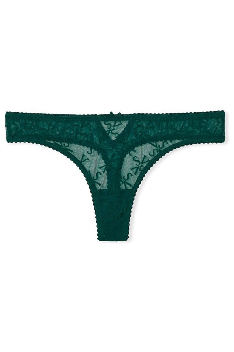 Victoria's Secret Very Sexy Logo Mesh Tanga Knickers Zelene | PJTOH-2581