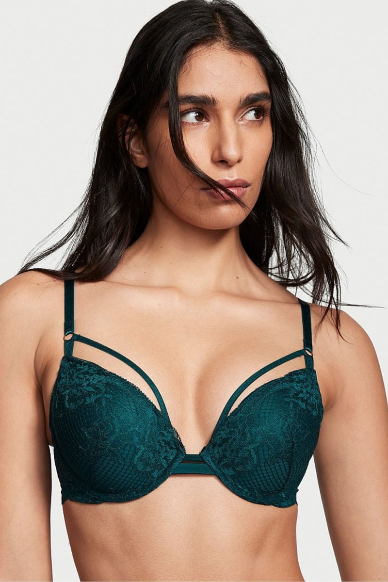 Victoria's Secret Very Sexy Remienkové Fishnet Cipkovane Bra Čierne Zelene | TKRQL-8325