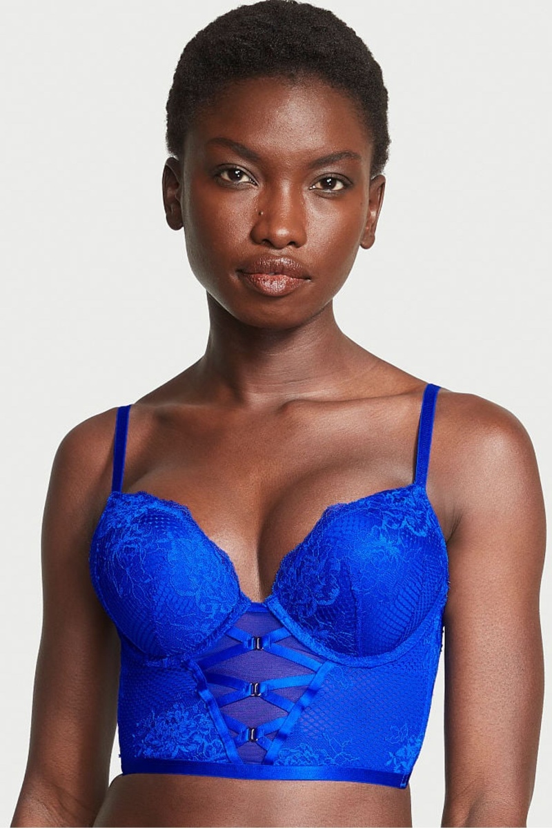 Victoria\'s Secret Very Sexy Remienkové Fishnet Cipkovane Bra Modre | PFEBG-8905