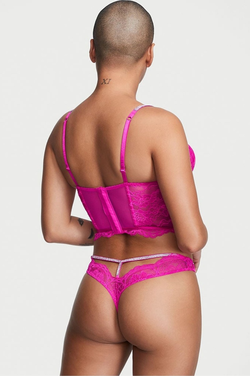 Victoria's Secret Very Sexy Shine Remienkove Cutout Back Tanga Knickers Fuchsie Ruzove | FIUJR-5847