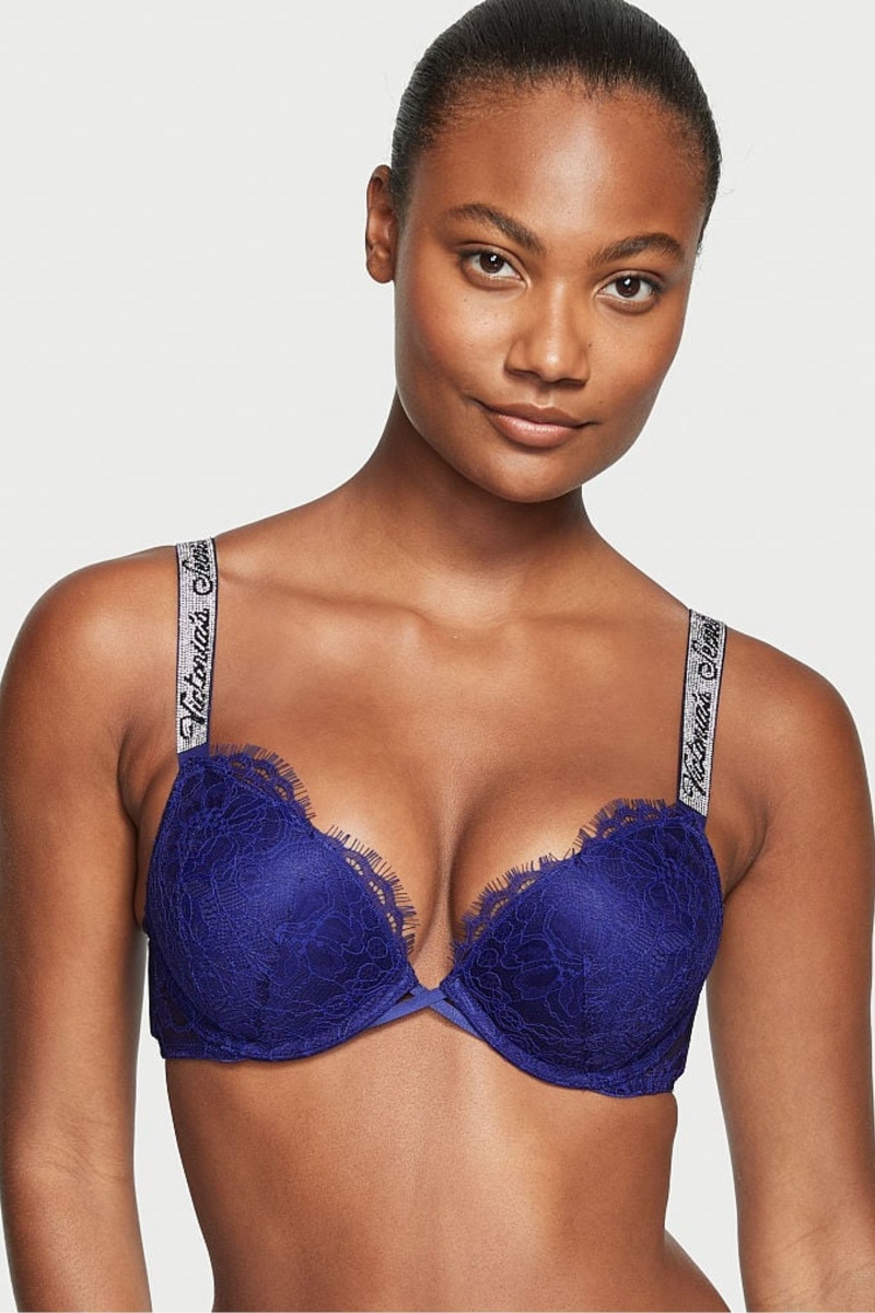 Victoria\'s Secret Very Sexy Shine Remienkove Add 2 Cups Bombshell Bra Modre | REGSZ-1305