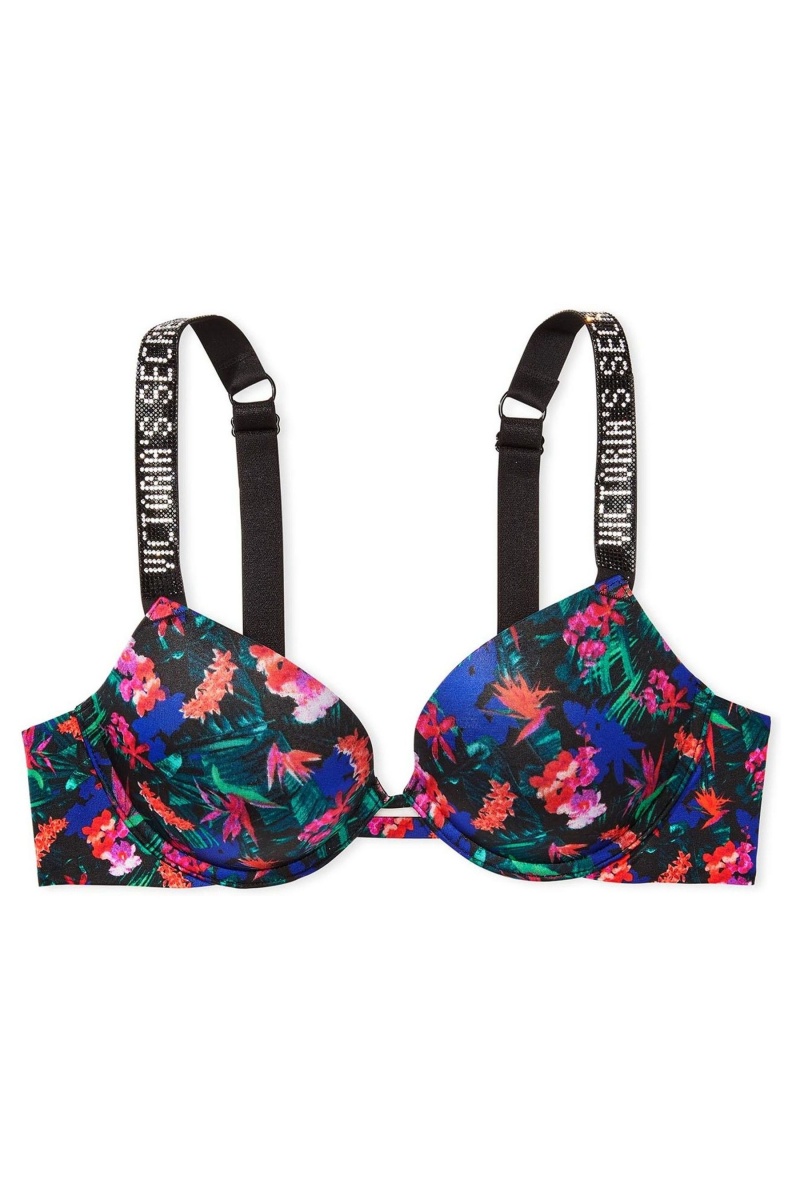 Victoria's Secret Very Sexy Shine Remienkove Push Up Bra Čierne | NLURE-6941