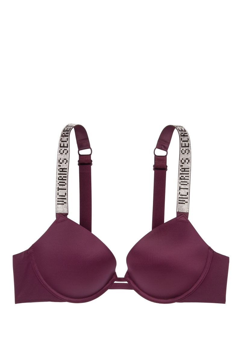 Victoria's Secret Very Sexy Shine Remienkove Plunge Push Up Bra Čierne | GMVSI-5260