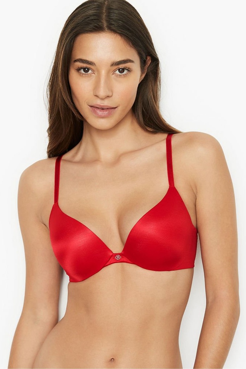 Victoria\'s Secret Very Sexy Smooth Plunge Push Up Bra Červené | HZDMB-2369