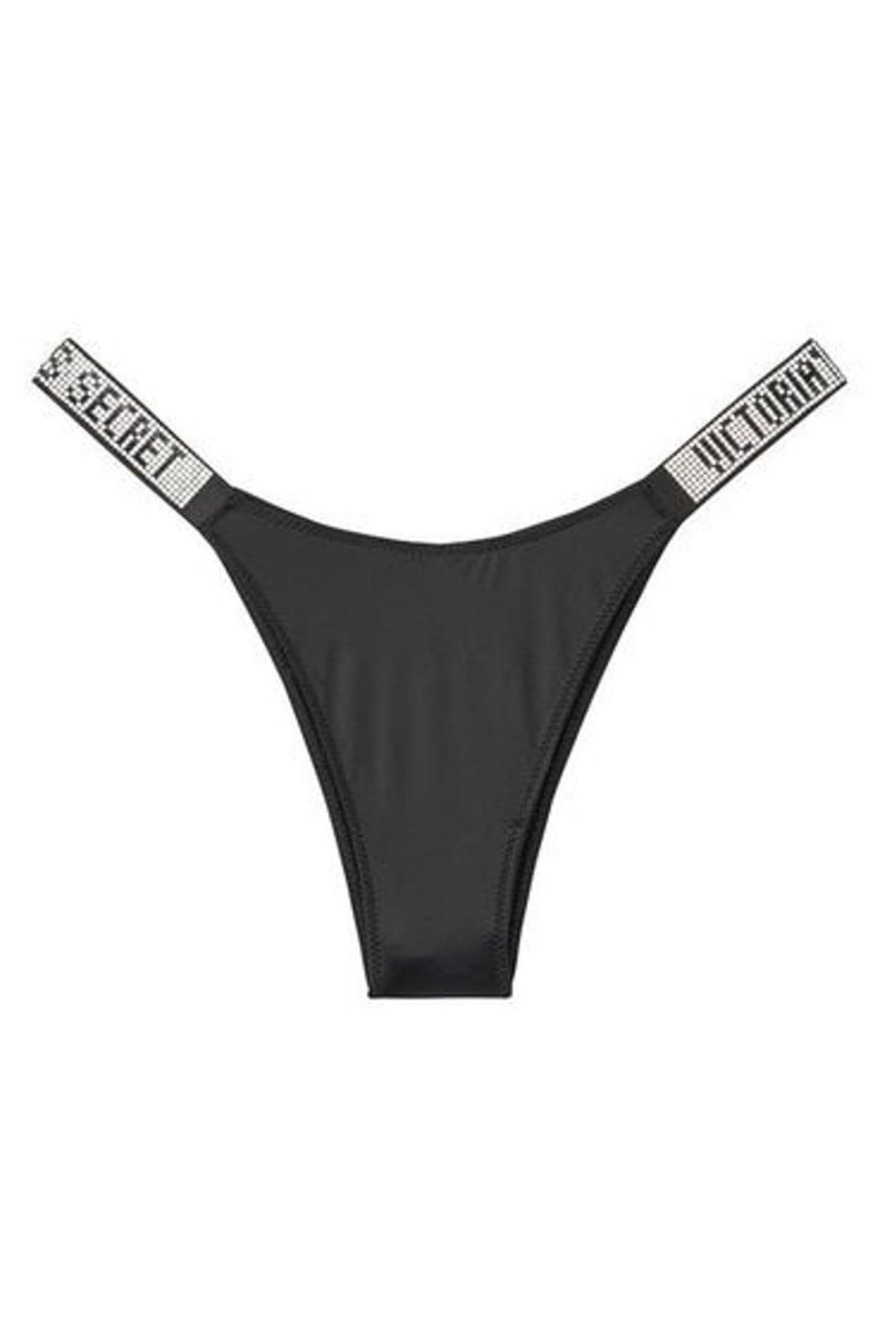 Victoria's Secret Very Sexy Smooth Shine Remienkove Knickers Čierne | SWPNL-0245