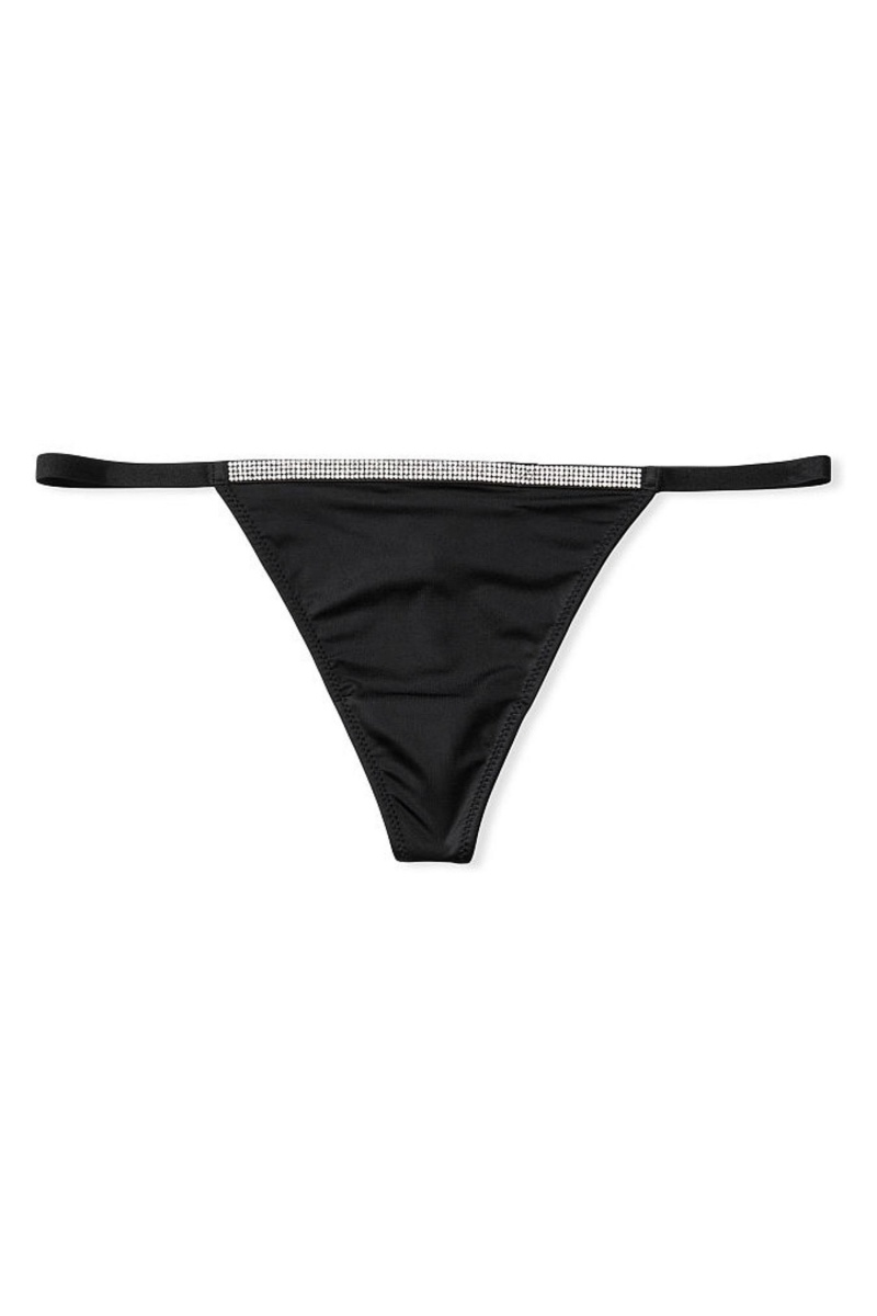 Victoria's Secret Very Sexy Smooth Shine Remienkove Knickers Čierne | LOPWD-3250