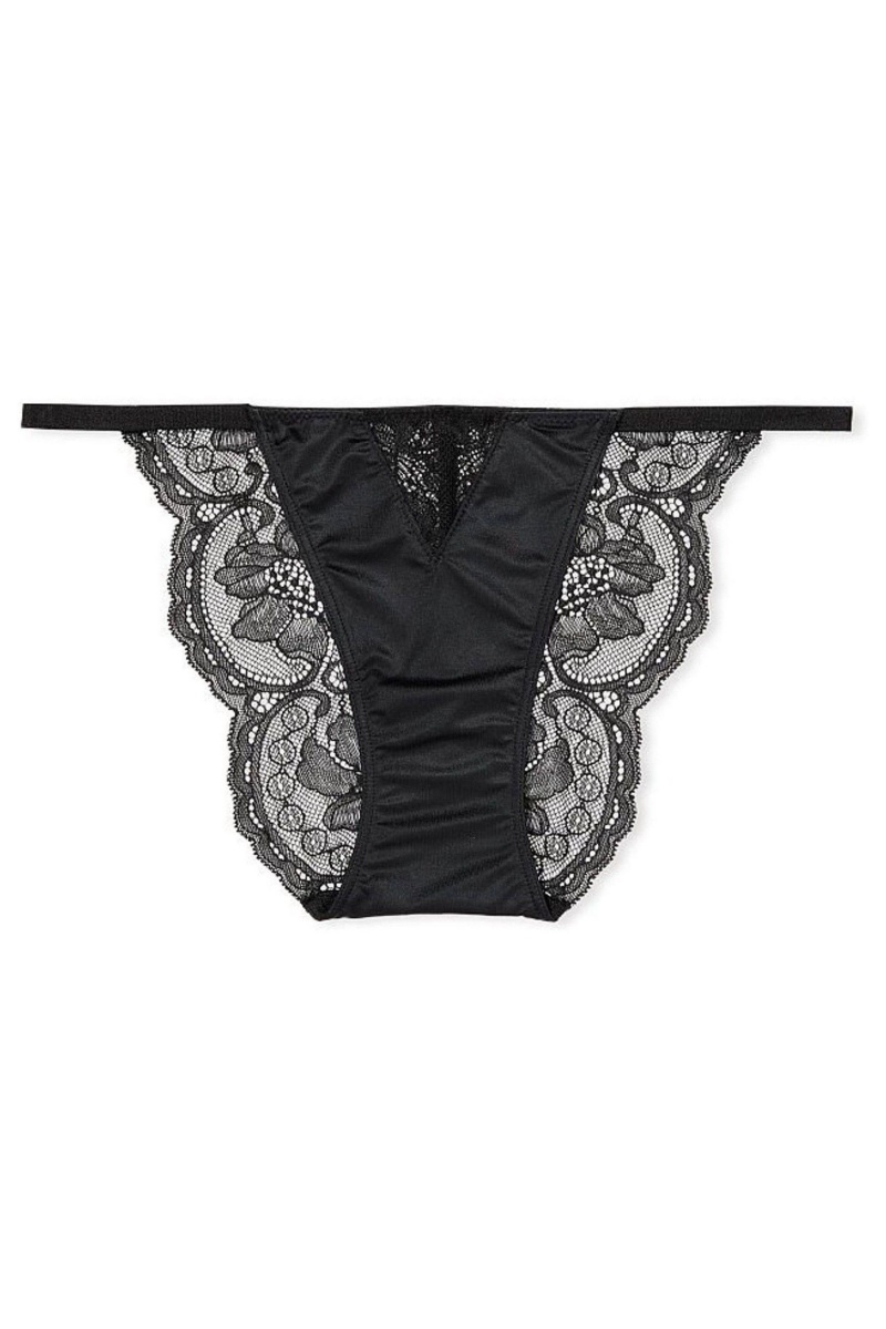 Victoria's Secret Very Sexy Smooth Shine Remienkove Knickers Čierne | WXMCF-1325