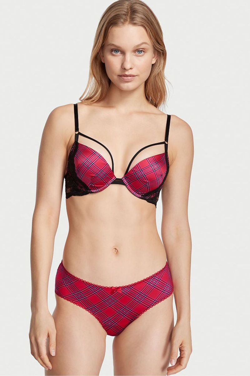 Victoria\'s Secret Very Sexy Very Sexy Mesh Satin Bow Cutout Back Open Panty Červené | OEMTA-2065