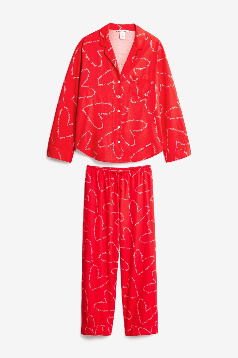 Victoria's Secret Victoria’s Secret Bavlnene Printed Flannel Long Pyjamas Čierne | CEKOV-5960