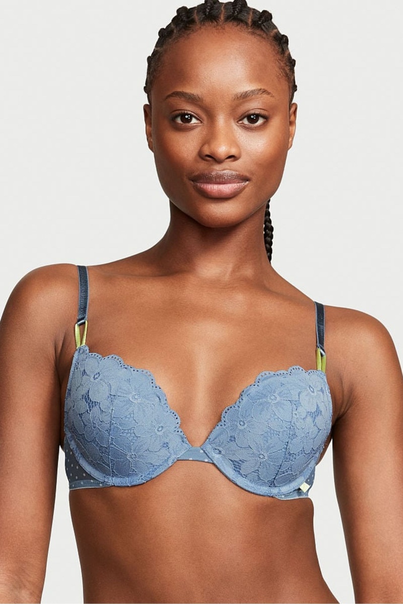 Victoria\'s Secret Victorias Secret Push Up Cipkovane Bra Modre | IERSX-5986