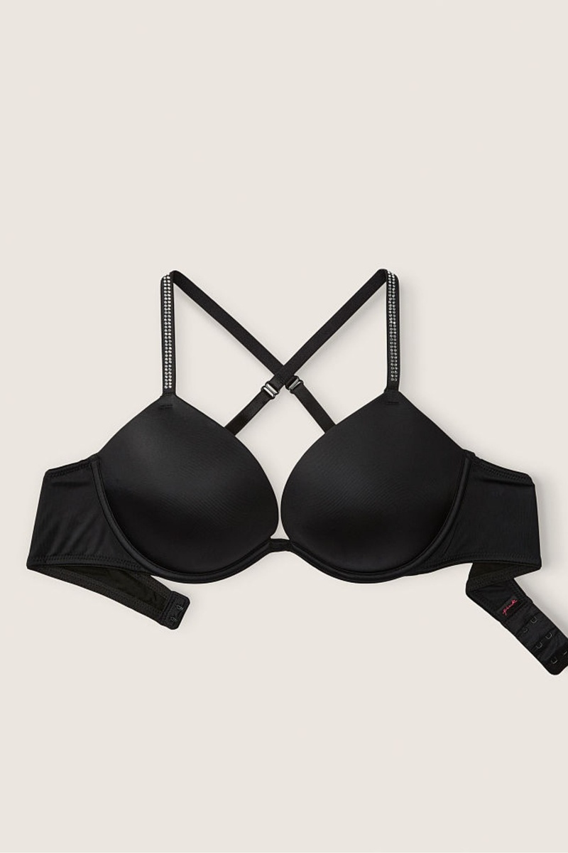 Victoria's Secret Wear Everywhere Add 2 Cups Smooth Shine Remienkove Push Up T-Shirt Bra Modre Modre | VRJPF-0632