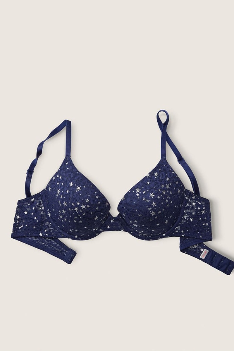 Victoria's Secret Wear Everywhere Cipkovane Push Up T-Shirt Bra Námornícka Modrá Modre | TJHQF-6954