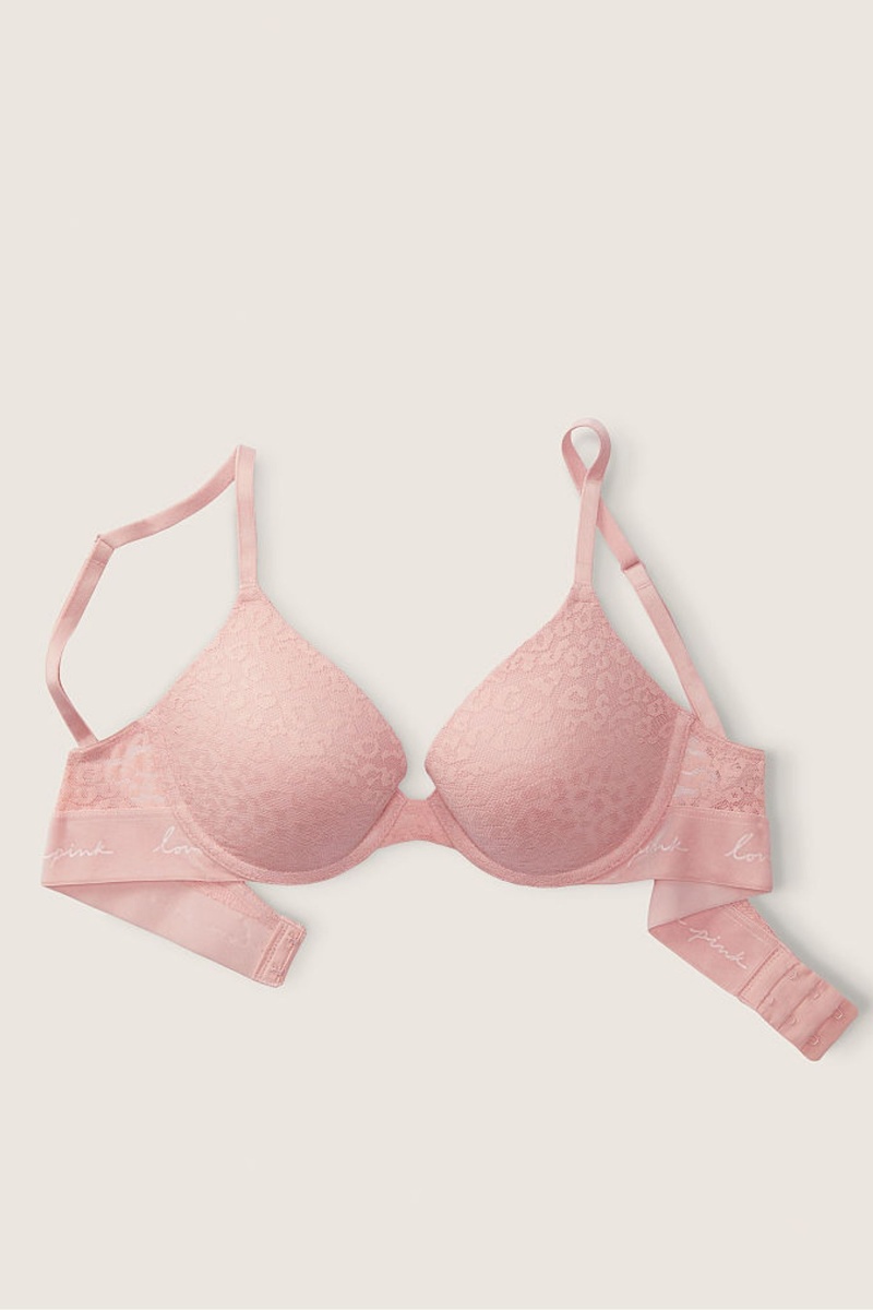 Victoria's Secret Wear Everywhere Cipkovane Push Up T-Shirt Bra Strieborne Ruzove | HNXWD-2193